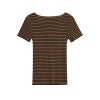Slim striped design round neck T-shirt for women