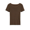 Slim striped design round neck T-shirt for women