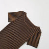 Slim striped design round neck T-shirt for women