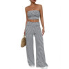 European and American navel exposed short striped strapless pants set