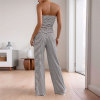 European and American navel exposed short striped strapless pants set